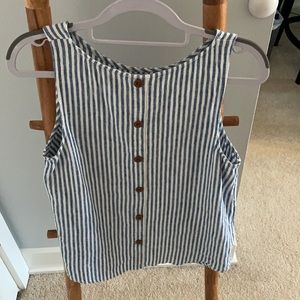 White and Blue Vertically Striped Tank Top